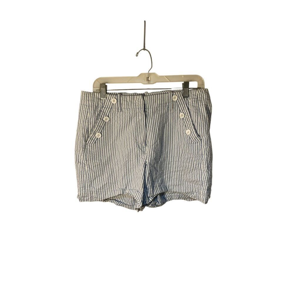 Sandro women’s seersucker blue and white striped shorts 100% cotton M